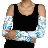 Promoted To Grandparents Arm Sleeves Family Generations Blue Floral Silhouette Art