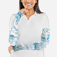 Promoted To Grandparents Arm Sleeves Family Generations Blue Floral Silhouette Art