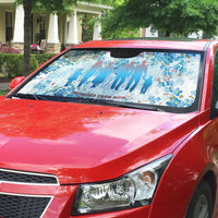 Promoted To Grandparents Auto Sun Shade Family Generations Blue Floral Silhouette Art