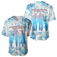 Promoted To Grandparents Baseball Jersey Family Generations Blue Floral Silhouette Art