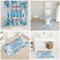 Promoted To Grandparents Bathroom Set Family Generations Blue Floral Silhouette Art