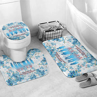 Promoted To Grandparents Bathroom Set Family Generations Blue Floral Silhouette Art