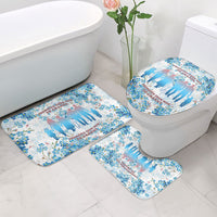 Promoted To Grandparents Bathroom Set Family Generations Blue Floral Silhouette Art