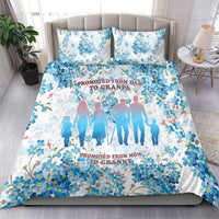 Promoted To Grandparents Bedding Set Family Generations Blue Floral Silhouette Art