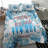 Promoted To Grandparents Bedding Set Family Generations Blue Floral Silhouette Art