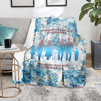 Promoted To Grandparents Blanket Family Generations Blue Floral Silhouette Art