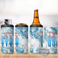 Promoted To Grandparents 4 in 1 Can Cooler Tumbler Family Generations Blue Floral Silhouette Art