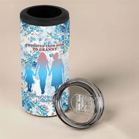 Promoted To Grandparents 4 in 1 Can Cooler Tumbler Family Generations Blue Floral Silhouette Art