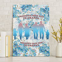 Promoted To Grandparents Canvas Wall Art Family Generations Blue Floral Silhouette Art