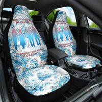 Promoted To Grandparents Car Seat Cover Family Generations Blue Floral Silhouette Art
