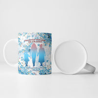 Promoted To Grandparents Ceramic Mug Family Generations Blue Floral Silhouette Art