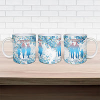 Promoted To Grandparents Ceramic Mug Family Generations Blue Floral Silhouette Art