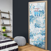 Promoted To Grandparents Door Cover Family Generations Blue Floral Silhouette Art