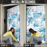 Promoted To Grandparents Door Cover Family Generations Blue Floral Silhouette Art