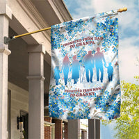 Promoted To Grandparents Garden Flag Family Generations Blue Floral Silhouette Art
