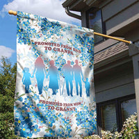 Promoted To Grandparents Garden Flag Family Generations Blue Floral Silhouette Art