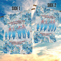 Promoted To Grandparents Garden Flag Family Generations Blue Floral Silhouette Art