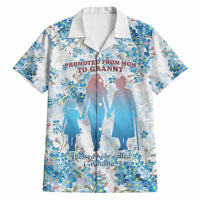 Promoted To Grandparents Hawaiian Shirt Family Generations Blue Floral Silhouette Art