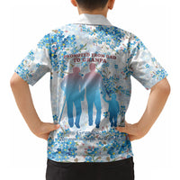 Promoted To Grandparents Hawaiian Shirt Family Generations Blue Floral Silhouette Art