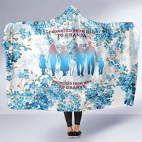 Promoted To Grandparents Hooded Blanket Family Generations Blue Floral Silhouette Art