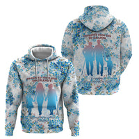 Promoted To Grandparents Hoodie Family Generations Blue Floral Silhouette Art