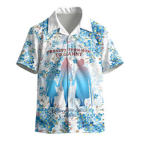 Promoted To Grandparents Kid Hawaiian Shirt Family Generations Blue Floral Silhouette Art