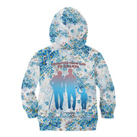 Promoted To Grandparents Kid Hoodie Family Generations Blue Floral Silhouette Art