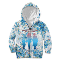 Promoted To Grandparents Kid Hoodie Family Generations Blue Floral Silhouette Art
