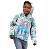 Promoted To Grandparents Kid Hoodie Family Generations Blue Floral Silhouette Art