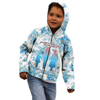 Promoted To Grandparents Kid Hoodie Family Generations Blue Floral Silhouette Art