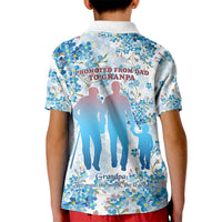 Promoted To Grandparents Kid Polo Shirt Family Generations Blue Floral Silhouette Art