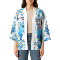 Promoted To Grandparents Kimono Family Generations Blue Floral Silhouette Art