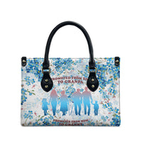 Promoted To Grandparents Leather Bag Family Generations Blue Floral Silhouette Art