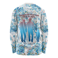 Promoted To Grandparents Long Sleeve Shirt Family Generations Blue Floral Silhouette Art