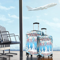 Promoted To Grandparents Luggage Cover Family Generations Blue Floral Silhouette Art