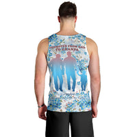 Promoted To Grandparents Men Tank Top Family Generations Blue Floral Silhouette Art