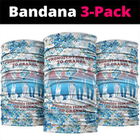 Promoted To Grandparents Neck Gaiter Family Generations Blue Floral Silhouette Art