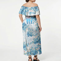 Promoted To Grandparents Off Shoulder Maxi Dress Family Generations Blue Floral Silhouette Art