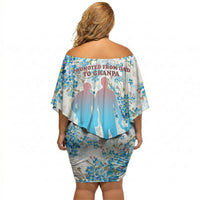 Promoted To Grandparents Off Shoulder Short Dress Family Generations Blue Floral Silhouette Art