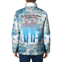 Promoted To Grandparents Padded Jacket Family Generations Blue Floral Silhouette Art