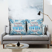 Promoted To Grandparents Pillow Cover Family Generations Blue Floral Silhouette Art