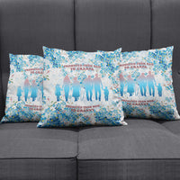 Promoted To Grandparents Pillow Cover Family Generations Blue Floral Silhouette Art