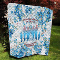 Promoted To Grandparents Quilt Family Generations Blue Floral Silhouette Art