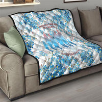 Promoted To Grandparents Quilt Family Generations Blue Floral Silhouette Art