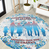 Promoted To Grandparents Round Carpet Family Generations Blue Floral Silhouette Art