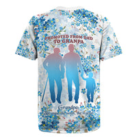 Promoted To Grandparents Rugby Jersey Family Generations Blue Floral Silhouette Art