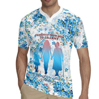 Promoted To Grandparents Rugby Jersey Family Generations Blue Floral Silhouette Art