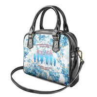 Promoted To Grandparents Shoulder Handbag Family Generations Blue Floral Silhouette Art