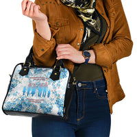 Promoted To Grandparents Shoulder Handbag Family Generations Blue Floral Silhouette Art