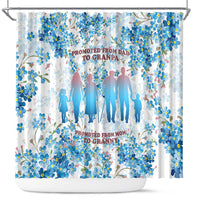 Promoted To Grandparents Shower Curtain Family Generations Blue Floral Silhouette Art